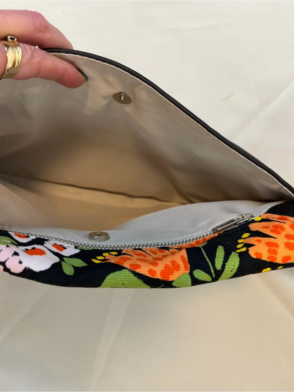 Thirty One Studio Classic Convertible Pebbled Black Leather Crossbody Bag Floral